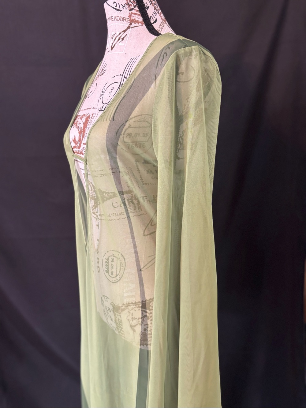 Caroline Constas Green Sheer Beach Mesh Cover Up Size Medium NWT - Picture 4 of 9